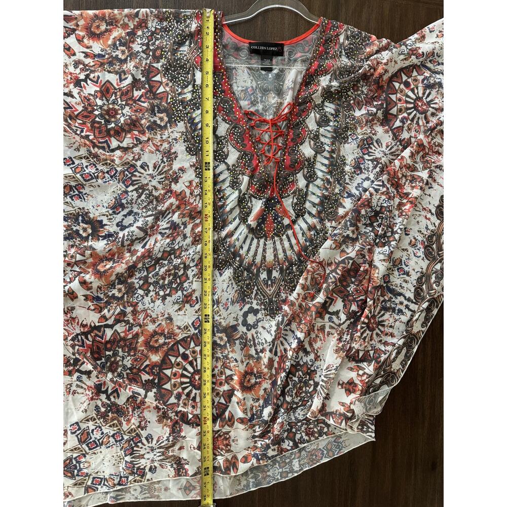 Satin Crystal Kimono Kaftan OS Camilla Rhinestone Resort Swim Colleen Lopez - Picture 15 of 16